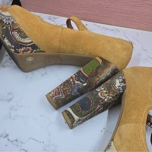 Lucky Brand Yellow Suede Platform Heels